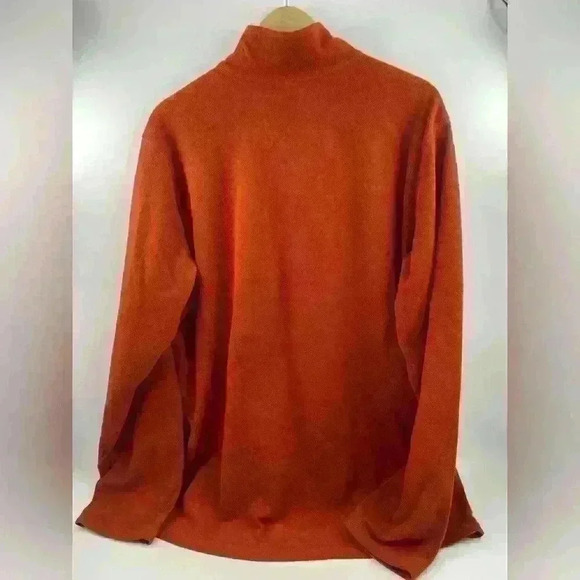 Eddie Bauer Mens Large Tall 1/4 Zip Pullover Fleece Lightweight Orange Polyester - Picture 10 of 10